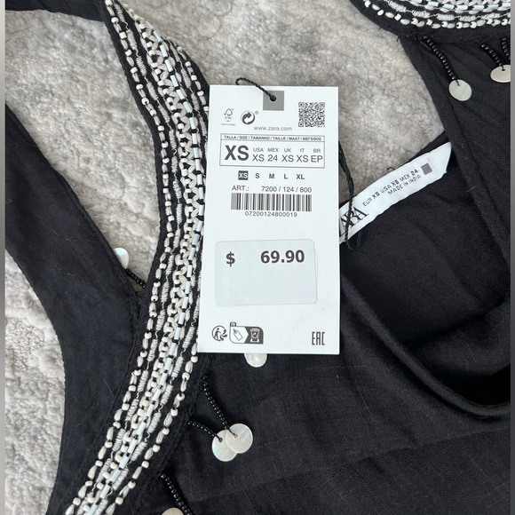 Zara Black Jewel Midi Dress Size XS - Picture 4 of 4